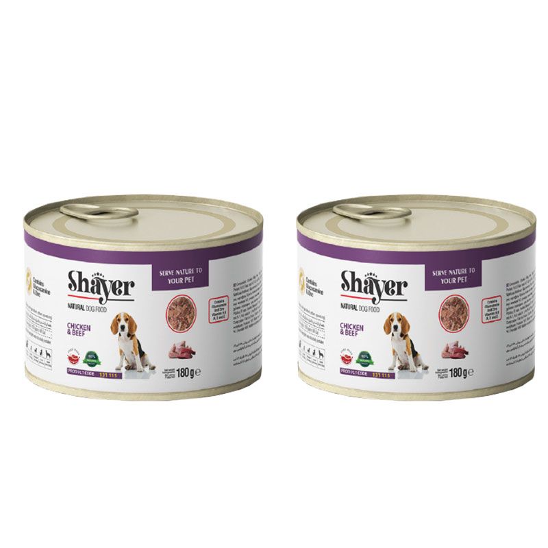 کنسرو غذای سگ شایر مدل نچرال chicken&beef وزن 180 گرم بسته دو عددی